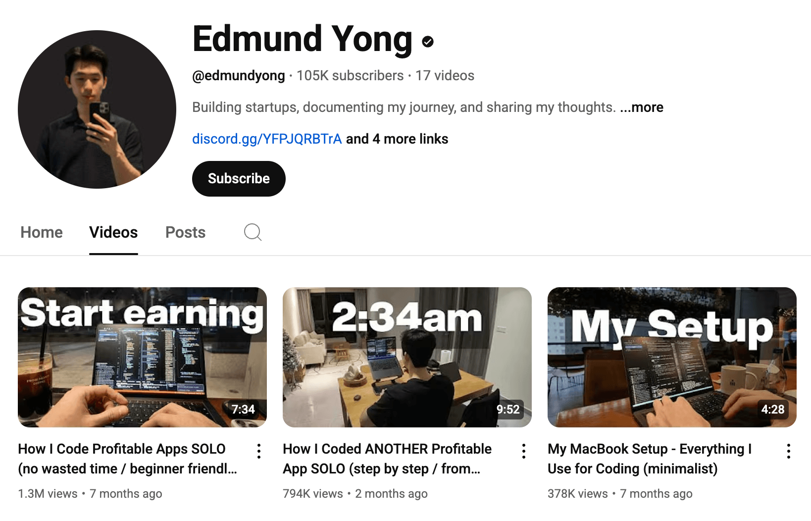 YouTube Channel Screenshot